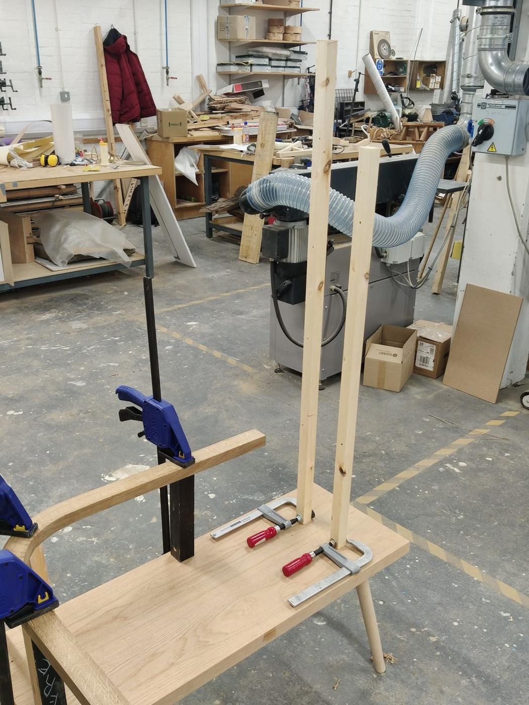 Bench during assembly