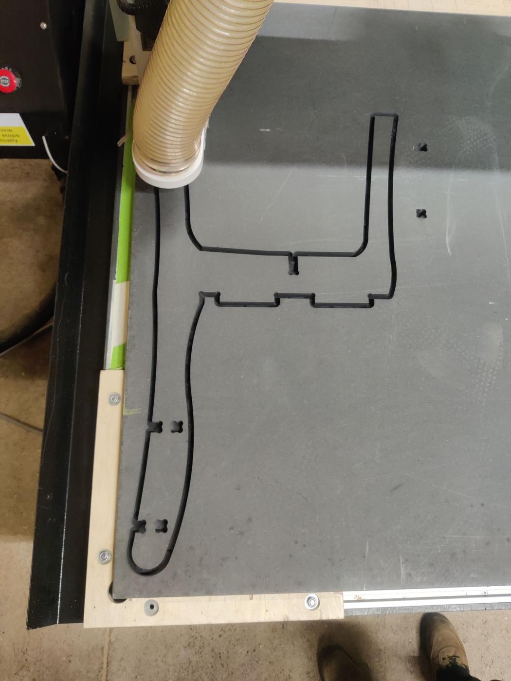 Parts on the CNC bed