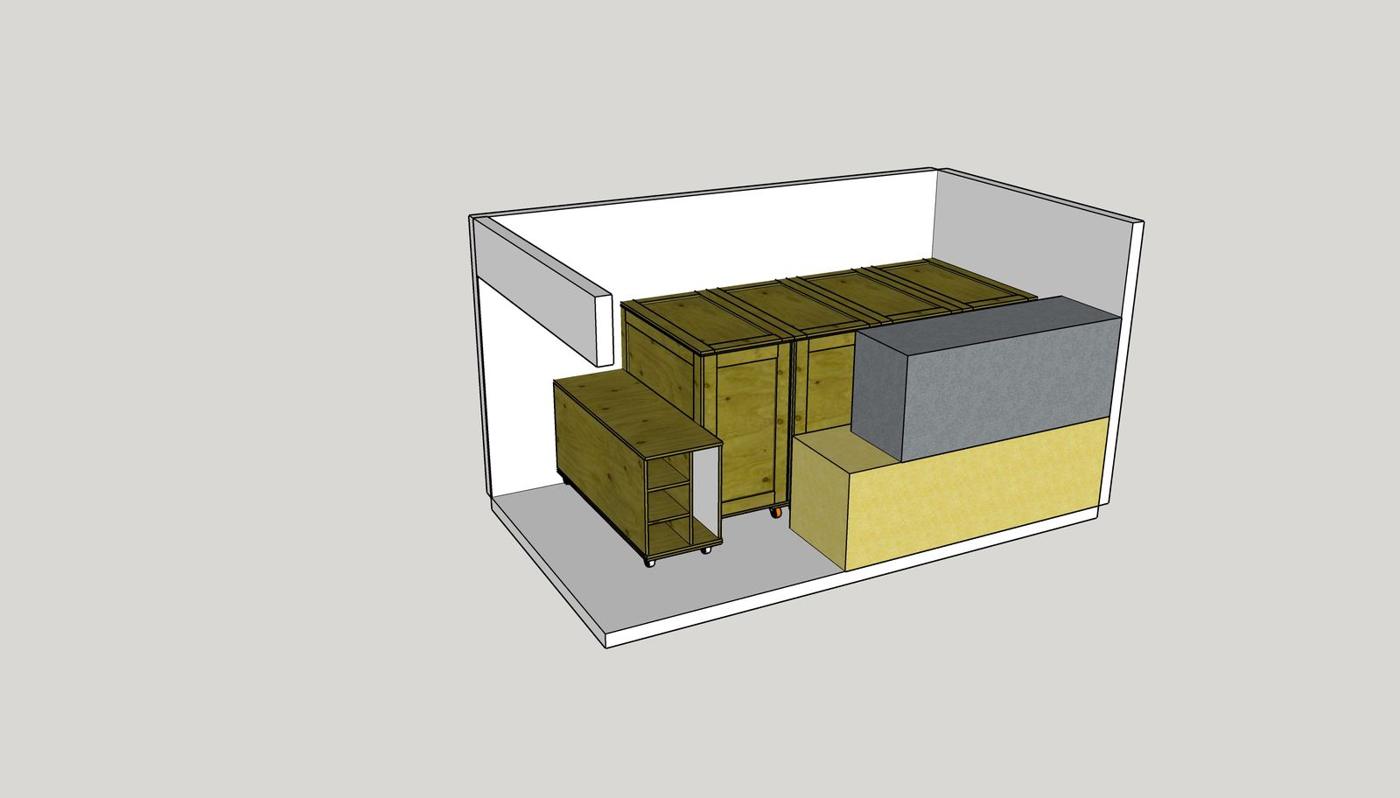 SketchUp model of crates in a van